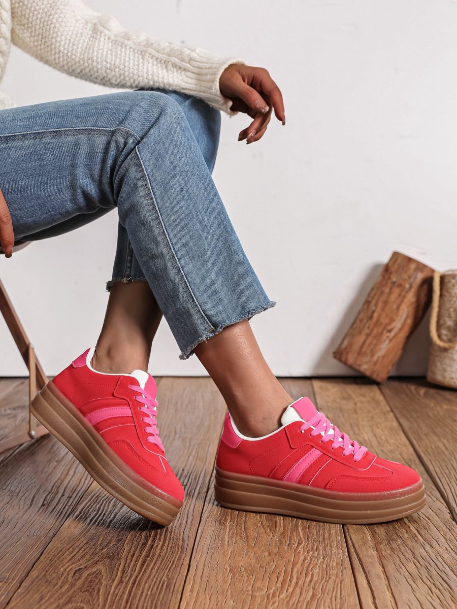 Baskets rouge et rose petite plateforme – Image 2